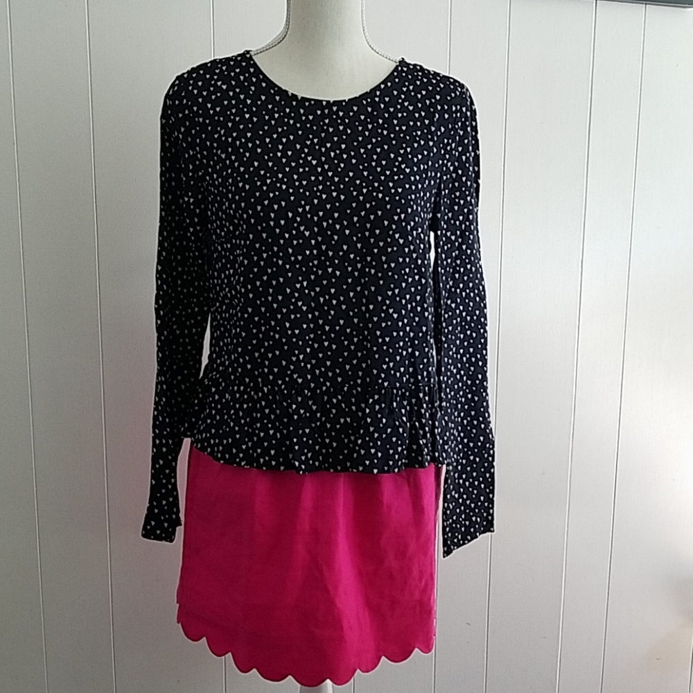 H & M Divided peplum heart print top